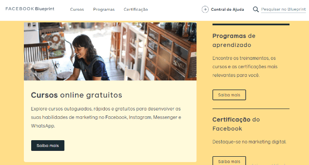 Curso Gratuito para fazer sobre Instagram: Plataforma do Facebook