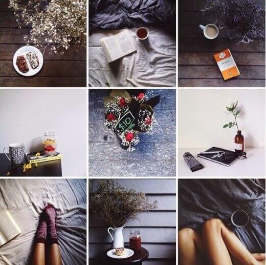 Diversos tipos de fotos mais escuras e sombrias que compoem o feed do Instagram