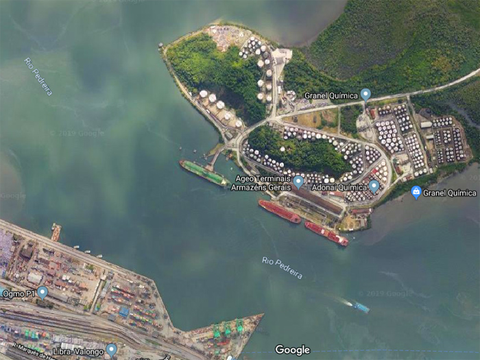 Visão aérea do Porto de Santos - Imagem: Google Maps 