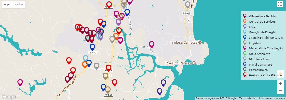 mapa de empreendimentos no complexo de Suape